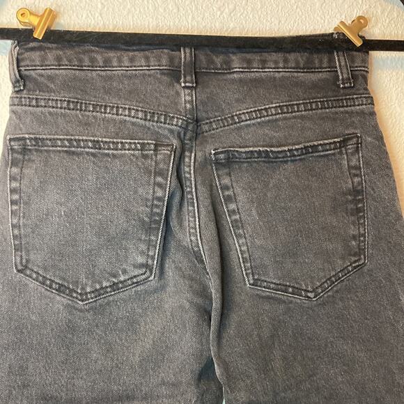 Topshop MOTO Wide Black Faded Cropped Jean - 26 Denim Rigid distressed top shot - Picture 4 of 13